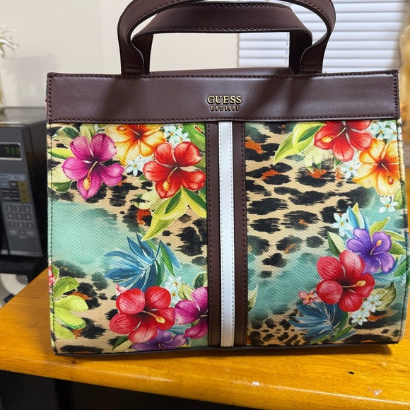 Guess Multicolor Floral and Leopard Tote - Picture 3 of 8